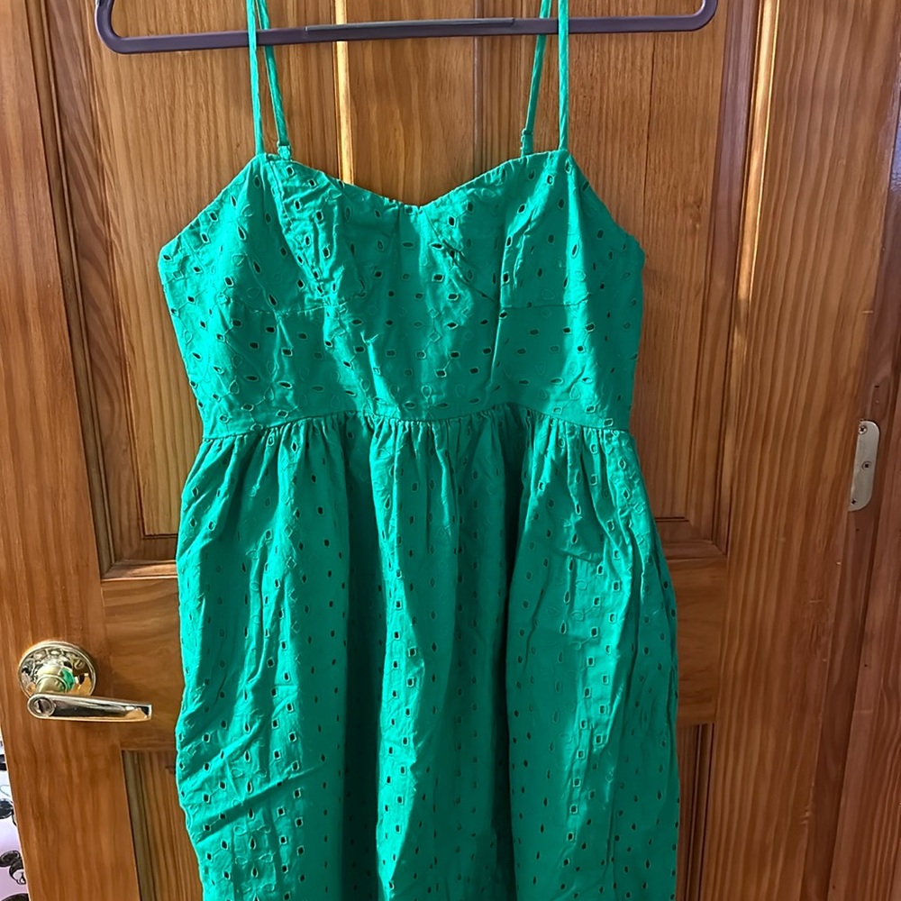 Green Midi Eyelet Dress
